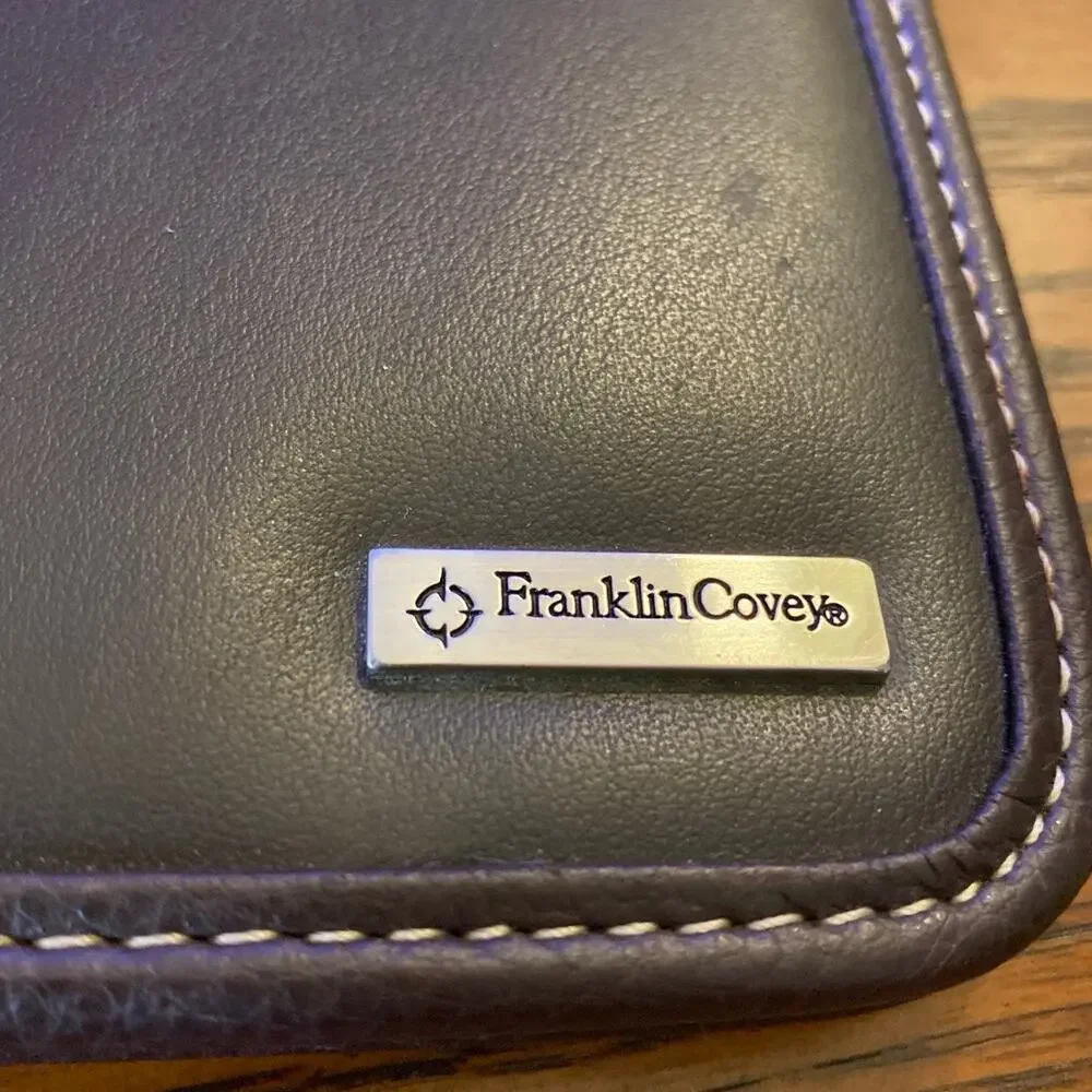 FRANKLIN COVEY Day One Dark Brown Faux Leather Organizer Planner Binder Vintage